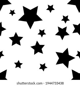 Seamless abstract Star Black pattern on white background, Vector illustration texture for paper, wrapping and fabric