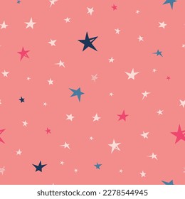 seamless abstract star pattern on pink background
