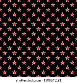 Seamless abstract Star Red and White pattern on Black background, Vector illustration texture for paper, wrapping and fabric