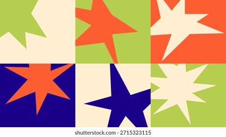 Fondo abstracto inconsútil del starburst con las Formas geométricas audaces. Patrón de inspiración retro para carteles, empaques, textiles y diseño digital