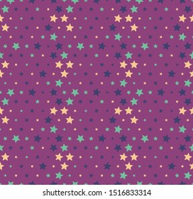 Seamless abstract stars textile pattern. Multicolor modern stylish background cover geometric shapes.