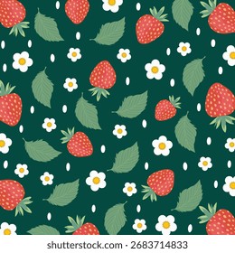 Nahtlose abstrakte Erdbeere Blumenmuster Illustration in Vektordesign