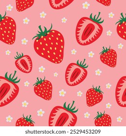 Seamless abstract strawberry pattern illustration in vector