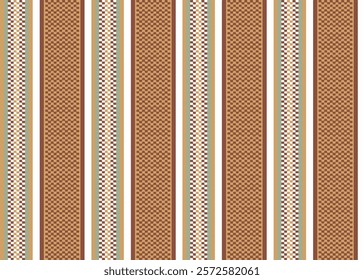 Seamless abstract stripe pattern. Colored striped brown background pixel plain weave texture. Textile design. Vector graphics of printing on fabric, shirt, textile, curtain