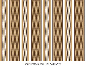 Seamless abstract stripe pattern. Colored striped dark brown background pixel plain weave texture. Textile design. Vector graphics of printing on fabric, shirt, textile, curtain