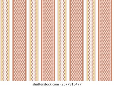 Seamless abstract stripe pattern. Colored striped light beige background pixel plain weave texture. Textile design. Vector graphics of printing on fabric, shirt, textile, curtain