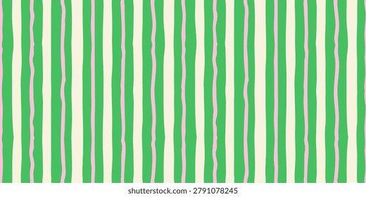 Seamless abstract stripe patterns with hand-drawn vertical lines. Modern decorative vector backgrounds with irregular organic stripes in soft colors. Suitable for textile, packaging, wallpaper, stationery and contemporary graphic design.