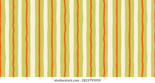 Seamless abstract stripe patterns with hand-drawn vertical lines. Modern decorative vector backgrounds with irregular organic stripes in soft colors. Suitable for textile, packaging, wallpaper, stationery and contemporary graphic design.