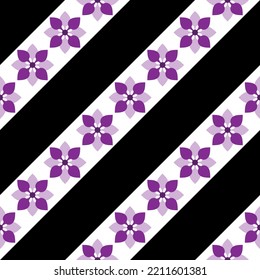 Seamless abstract striped floral pattern. Vector Illustration.