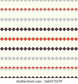 Seamless abstract striped pattern with triangles. Horizontal stripes pattern on beige background . Vector illustration