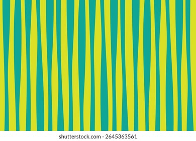 Seamless abstract striped pattern with wavy vertical lines in green and teal. Modern geometric design for textile, wallpaper, or digital background. EPS vector included.