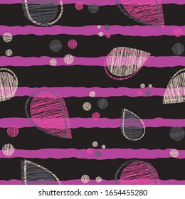 Seamless abstract striped textile pattern drop shapes and dots repeat endless background texture cover for clothing, carpets, curtains, linens, wallpapers, wrapping paper, fabric fashion prints