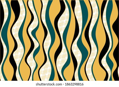 Seamless abstract striped wavy line pattern. Vector design for fashion print and backgrounds.