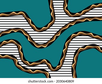 Seamless abstract striped with wavy pattern. Vector Illustration.
