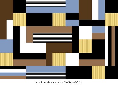 Seamless abstract striped,golden rectangles on black background.EPS10 Illustration.