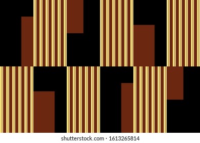 Seamless abstract striped,golden rectangles on black background.EPS10 Illustration.