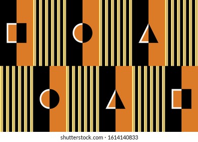 Seamless abstract striped,golden rectangles on black background.EPS10 Illustration.