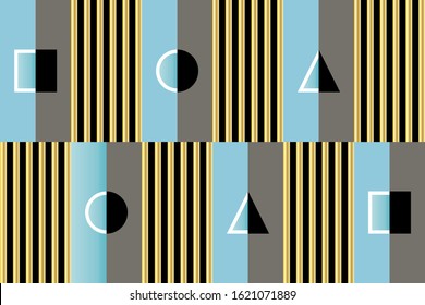 Seamless abstract striped,golden rectangles on grey background.EPS10 Illustration.