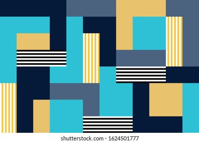 Seamless abstract striped,golden rectangles on black background.EPS10 Illustration.