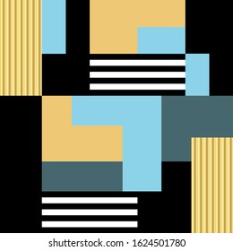 Seamless abstract striped,golden rectangles on black background.EPS10 Illustration.