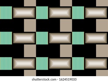 Seamless abstract striped,rectangles on black background.EPS10 Illustration.