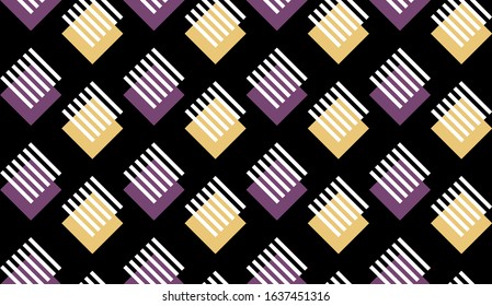Seamless abstract striped,squares on black background.EPS10 Illustration.