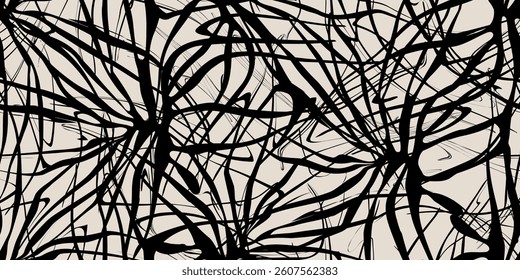 Seamless abstract stripes and dots pattern. Black and white motif. Vector illustration