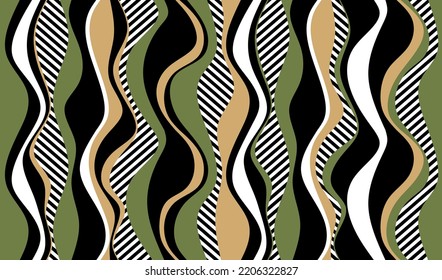 Seamless abstract stripes wavy pattern. Vector Illustration.