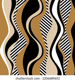 Seamless abstract stripes wavy pattern. Vector Illustration.