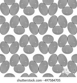 Seamless Abstract Structural Curved Pattern. Black Lines on White Background. Poster for Print. Vector Illustration