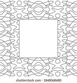 Seamless abstract structural pattern around the perimeter of the frame of black smooth curves on a white background.