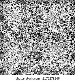 Seamless abstract structural pattern of white smooth curves on a black background.