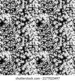 Seamless abstract structural pattern of white smooth curves on a black background.
