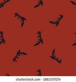 Seamless abstract style pattern with black women shoes silhouettes. Red background. Stock illustration. Vector design for textile, fabric, giftwrap, wallpapers.