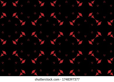 Seamless of abstract style of pattern vector. Design ornate red on black background. Design print for illustration, texture, textile, wallpaper, background. Set 17
