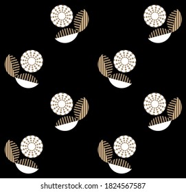 Seamless abstract stylized flowers pattern on black background.Vector design for fashion prints and backgrounds.
