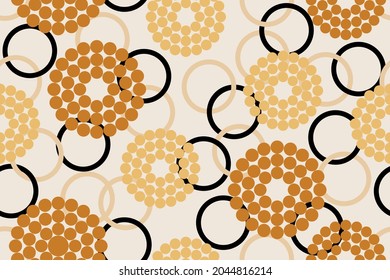 Seamless Abstract Stylized Flowers Pattern on Beige. Vector Illustration.
