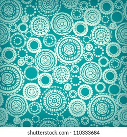 Seamless abstract summer ornamental turquoise vintage lace pattern. Geometrical template stylized texture