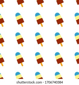 Seamless abstract summer pattern with ice cream. Bright color, for textiles, prints, for boy and girl. Vector ice cream.