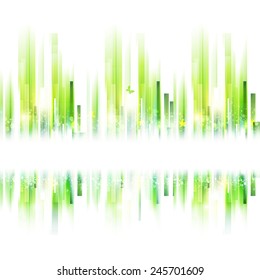 Seamless abstract summer urban background. Vector ecology frame. Green lines with place for text. 