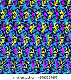 Seamless abstract surreal patten with repeat heads