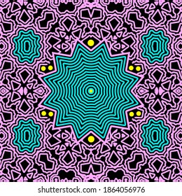 Seamless abstract symmetrical pattern for backgrounds, computer games, fabrics, textiles, Wallpaper and ceramics. Seamless color illustration.