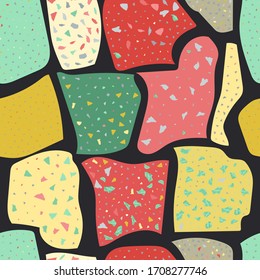 Seamless abstract terrazzo pattern. Creative illustration for textile or book covers, manufacturing, wallpapers, print, gift wrap, flooring