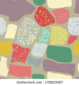 Seamless abstract terrazzo pattern. Creative illustration for textile or book covers, manufacturing, wallpapers, print, gift wrap, flooring
