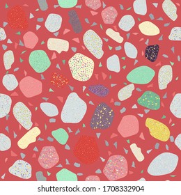 Seamless abstract terrazzo pattern. Creative illustration for textile or book covers, manufacturing, wallpapers, print, gift wrap, flooring