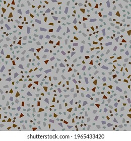 Seamless Abstract Terrazzo Texture. Mosaic Venetian Granite Design. Marble Wall Italian Pattern. Terrazzo Floor Trendy Pattern. Gray Vector Brown Background. Floor Pavement Irregular Glass Art Print