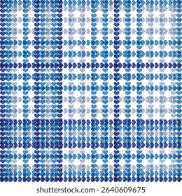 Seamless Abstract Textile geometrical indigo blue Hearts check texture background pattern for textiles, dress, wallpapers, backgrounds.
