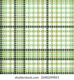 Seamless Abstract Textile geometrical winter green Hearts check texture background pattern for textiles, dress, wallpapers, backgrounds.