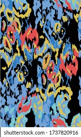 seamless abstract textile pattern on black background. Black-eyed susan hand drawing flower. Black-eyed Susan hand-drawn flower. Original look freehand orange flower work. Watercolor flower, leaf, han