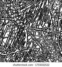 Seamless abstract texture. Black and white repeating background